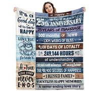 qixnzagr 25th Silver Wedding Anniversary Blanket Gifts 25th Anniversary Decorations for Her Him 25 Years of Marriage Gifts for Couple Wife Husband Dad Mom Parents Custom Blanket 60 X 50 Inches