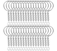 Qixuer 120 Pieces Metal Keyrings, 25mm Keychain Rings with Chains Keyrings DIY Keyring Crafts Accessories Silver