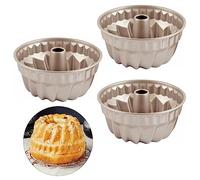 Qixuer 3 Pcs Carbon Steel Fluted Cake Pans,Fluted Spiral Cake Mould Carbon Steel Baking Cake Mould Fluted Round Cake Pan Nonstick Moulds Loaf Tins Cake Mould for Donut Muffin Cake Pudding Baking