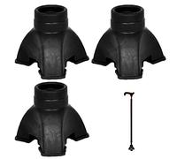 Qixuer 3-Piece Rubber Walking Stick Ferrule - Tri-Legged Support Crutch Pad for Heavy-Duty Climbing with Tripod Base - Outdoor Hiking and Camping