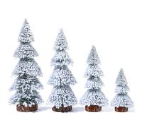 Qixuer 4 Pcs Mini Christmas Trees,Small Artificial Christmas Tree White Tower Shaped Christmas Tree Small Decorated Decoration for Christmas Decoration Flocking 15/20/25/29cm-5.91/7.87/9.84/11.42in