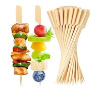 Qixuer Bamboo Skewers, 200 Pcs 15cm Wooden Handle Natural Color - Finger Food Skewers, Grill skewers, Shish Kebab