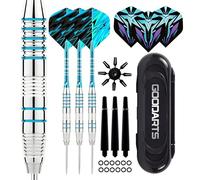 Qixuer Dart Set, Dart Arrows 22 g, Professional Steel Tip Darts Metal Tip Set with Extra 3 Flying Escort Wings+3 Frosted Spare Pole+Flight Protector+Anti Slip Ring