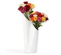 Qixuer Flower Vase, Double Mouthed Ceramic Vase, Decorative Vases, Tall Vases for Flowers, for Living Room, Dining Room, Coffe Table, Office, Wedding(White)