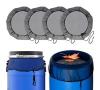 Qixuer Rain Barrel Mesh Cover, 4 Packs Black Water Butt Cover, 80cm Diameter, Adjustable Cord, Leaf & Insect Protection For Home Outdoor Garden Water Catchment Bucket