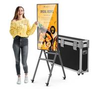 QIXZOCV 43 Inch Mobile Digital Signage Display Touchscreen Kiosk with Flight Case, Portable Photo Booth Stand by with Screen Mirroring App Publishing, Advertising Display Poster, Android OS