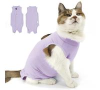 QIYADIN Cat Recovery Suit, Surgical Recovery Clothes for Abdominal Wound or Skin Disease, Cats Onesie After Surgery and Spay, E-Collar Alternative Pajama Suit (Purple, Large)