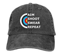QIYAEUA Aim Shoot Swear Repeat Target Baseball Caps Peaked Cap Archery Sun Shade Cowboy Hats for Men Trucker Dad Hat Gift