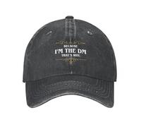 QIYAEUA DND Baseball Caps Because I'm The DM Game Master Quotes Distressed Denim Washed Hats Cap Classic Outdoor Running Golf Headwear Gift