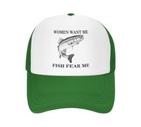 QIYAEUA Unisex Hat Women Wants Me Fish Fear Me Mesh Caps for Men Cool Cap Lightweight Mesh Trucker Hat Gift