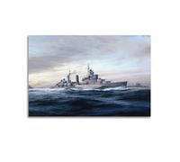 qiyan 1943 Vintage WWII Battleship Poster HMS Belfast Warship Poster Decorative Painting Canvas Wall Posters And Art Picture Print Modern Family Bedroom Decor Posters 20x30inch(50x75cm)