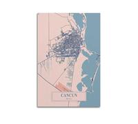 qiyan Vintage Map North America Mexico Cancun Poster Decorative Painting Canvas Wall Posters And Art Picture Print Modern Family Bedroom Decor Posters 16x24inch(40x60cm)