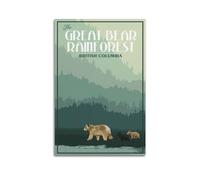 qiyan Vintage Travel Poster British Columbia GREAT BEAR RAINFOREST Poster Decorative Painting Canvas Wall Posters And Art Picture Print Modern Family Bedroom Decor Posters 20x30inch(50x75cm)