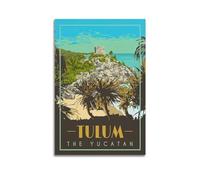 qiyan Vintage Travel Poster Tulum • Mexico Poster Decorative Painting Canvas Wall Posters And Art Picture Print Modern Family Bedroom Decor Posters 12x18inch(30x45cm)