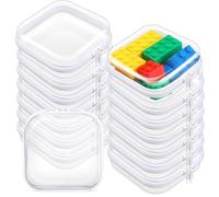 Qiyaz 15 Pcs Clear Hard Shell Zipper Case Plastic Bins Transparent Double Zippers Hard Pouch Clear Plastic Storage Box Containers for Building Blocks Cosmetics, Puzzles, clear, 5 x 5 Inches, /