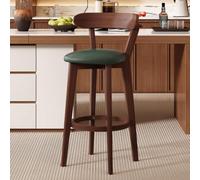 Qiydia Counter Height Bar Stools, Faux Leather Upholstered Barstools Armless Bar Chair with Solid Wood Legs for Kitchen Island Home Cafe Restaurant, Easy Assembly(81cm/32, Green B + Walnut)