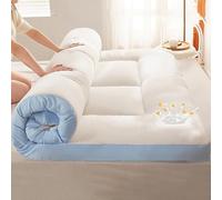 Qiydia Foldable & Portable Mattress, 6cm Soybean Fiber Bed Pad Pressure Relief Mattress with Non-slip Straps, Roll Up Guest Mattress for Dorm, Apartment, Floor Sleeping(90x190cm(35x75inch), Blue)