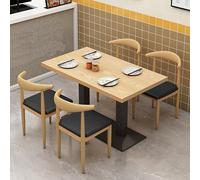 Qiydia Square/rectangular Dining Table & 2 or 4 Metal Chair Set, Space-saving Kitchen Table Set, Wood Top & Carbon Steel Base, Versatile Table for Restaurant, Cafe, Bistro(47" Desk+4 Chair, Black)