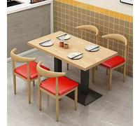 Qiydia Square/rectangular Dining Table & 2 or 4 Metal Chair Set, Space-saving Kitchen Table Set, Wood Top & Carbon Steel Base, Versatile Table for Restaurant, Cafe, Bistro(47" Desk+4 Chair, Red)