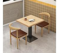 Qiydia Square/rectangular Dining Table & 2 or 4 Metal Chair Set, Space-saving Kitchen Table Set, Wood Top & Carbon Steel Base, Versatile Table for Restaurant, Cafe, Bistro(24" Desk+2 Chai, Coffee)