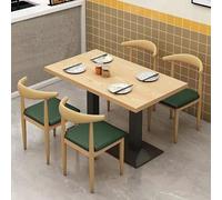 Qiydia Square/rectangular Dining Table & 2 or 4 Metal Chair Set, Space-saving Kitchen Table Set, Wood Top & Carbon Steel Base, Versatile Table for Restaurant, Cafe, Bistro(47" Desk+4 Chair, Green A)