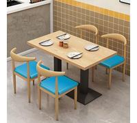 Qiydia Square/rectangular Dining Table & 2 or 4 Metal Chair Set, Space-saving Kitchen Table Set, Wood Top & Carbon Steel Base, Versatile Table for Restaurant, Cafe, Bistro(47" Desk+4 Chair, Blue)