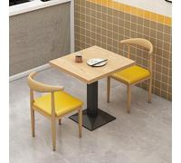 Qiydia Square/rectangular Dining Table & 2 or 4 Metal Chair Set, Space-saving Kitchen Table Set, Wood Top & Carbon Steel Base, Versatile Table for Restaurant, Cafe, Bistro(24" Desk+2 Chai, Yellow)