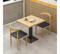 Qiydia Square/rectangular Dining Table & 2 or 4 Metal Chair Set, Space-saving Kitchen Table Set, Wood Top & Carbon Steel Base, Versatile Table for Restaurant, Cafe, Bistro(24" Desk+2 Chai, Black)