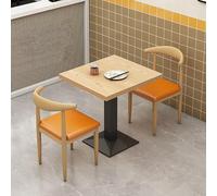 Qiydia Square/rectangular Dining Table & 2 or 4 Metal Chair Set, Space-saving Kitchen Table Set, Wood Top & Carbon Steel Base, Versatile Table for Restaurant, Cafe, Bistro(24" Desk+2 Chai, Orange)