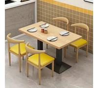 Qiydia Square/rectangular Dining Table & 2 or 4 Metal Chair Set, Space-saving Kitchen Table Set, Wood Top & Carbon Steel Base, Versatile Table for Restaurant, Cafe, Bistro(47" Desk+4 Chair, Yellow)