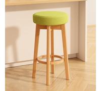 Qiydia Swivel Bar Stool with Solid Wood Legs, Counter Height Backless Stool Upholstered Round Barstool with Footrest, Modern Home Bar Island Stool for Kitchen Dining Area(29.5", Green A + Natural)