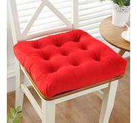 Qiydia Velvet Seat Cushion, Soft Thick Chair Pad Square Floor Seating Cushions, Comfy Pillows Chair Cushions for Tatami Kitchen Dining Room Home Decoration(38x38cm(15x15inch), Red)