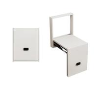 Qiydia Wall Mounted Folding Entryway Stool, Wood Shower Bench Foldable Invisible Shoe Changing Stool, Space Saving Wall Stools for Hall Restroom Living Room, White