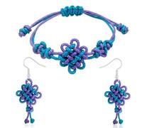 qiyeyeye Gothic Hunter Cosplay Intricate Two Tone Woven Bracelet Friendship Matching Knot Wristbands Earrings Set Lovers Halloween Costume Party Accessories Gift for Fans Collectors Outfits