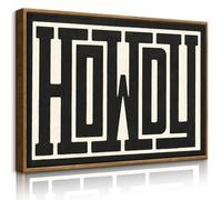 QIYFFBN Framed Funky Western Wall Decor Black and White Howdy Wall Art Big Texas Modern Canvas Picture Southwestern Country Ranch Sign Print Trendy Cowgirl Cowboy Farmhouse Art(16x24in Framed)