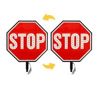 QIYFOZ 18" Double Sided LED Stop Slow Paddle, Hand Held Traffic Control Slow Down Stop Holding a sign, Steady/Flashing Light Modes, Foam-Padded Grip, 1-Pack (Stop/Stop, 18IN)