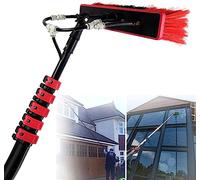 QIYFOZ 24FT Telescopic Window Cleaning Pole Kit with Water-Fed Brush & Cloth, Ideal for High Windows & Solar Panel Cleaning - Adjustable 3.6-11m Reach
