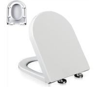 QIYFOZ Durable Plastic 1 X U-Shaped Toilet Seat with Soft-Close Adjustable Hinges, Manufactured from Urea-Formaldehyde Resin. Easy to Clean