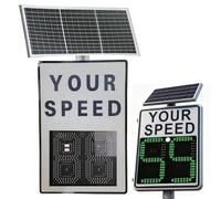 QIYFOZ High-Visibility Solar Radar Speed Sign with Overspeed Light/Solar Panel, LED Speed Sign,Auto Red/Green Color Switch, 0-99/0-120 mph, > 1000m Visibility, Aluminu