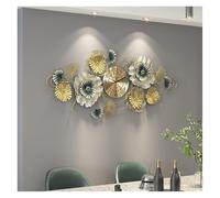 QIYFOZ Large Wall Clock Metal Decorative Big Clocks, Wall Art 3D Leaves Wall Decor Home Wall Hanging Wall-Mounted Sculpture For Decoration (120 * 52cm)