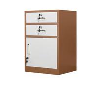 QIYFOZ Metal Filing Cabinet with Adjustable Shelves Lockable Doors 2 Drawer Storage Cupboard for Home Office Brown
