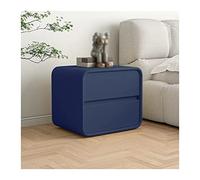 QIYFOZ Modern Nightstand wtih 2 Drawers, Modern Bedside Table, Dark Blue Microfiber Leather Finishing Nightstand, Wood Sofa End Side Table for Bedroom Living Room Hallway Practi