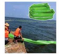QIYFOZ Portable Green PVC Oil Spill Boom, Foldable & Reusable Marine Containment Barrier, 32-98 FT Extra Long Floating Oil Fence for Water Cleanup (L-30m/98.88