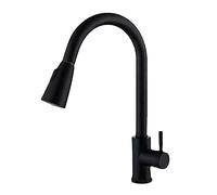 QIYFOZ Pull-Out Faucet Stainless Steel Gourmet Kitchen Faucets Sink Pull Out Faucet Hot Cold Mixer Crane Tap 360 Swivel Deck Mounted Faucet For Kitchen Easy To Install(Black)