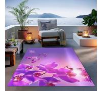 QIYFOZ Purple Printed Area Rug for Living Room and Bedroom Soft Touch Non Shedding Carpet with Orchid ct Water Surface Design Easy to Clean Large 140 x 200 cm