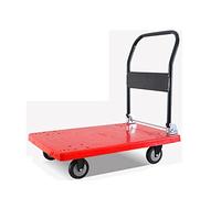 QIYFOZ Push Cart Dolly Flatbed Cart Small Platform Truck with Plastic Deck and Metal Handle Folding Trolley Easy Storage and High Load Capacity Red Platform Truck (One Color 440