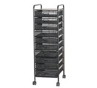 QIYFOZ Rolling File Cabinet Utility Cart,10-Drawer Rolling File Cabinet Utility Cart, High-Capacity Metal Mesh Storage on Wheels for Office & Home, Art & Craft Tool Box - Black,