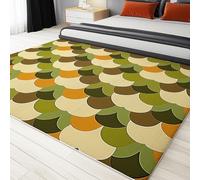 QIYFOZ Soft Plush Area Rug with Retro Fish Scale Print Green and Brown Flannel Rug for Bedroom and Living Room Indoor Anti Skid Fluffy Carpet Machine Washable 120 x 180 cm
