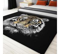 QIYFOZ Soft Touch Animal Siberian Tiger Face Printed Area Rug Modern Yellow and Black Flannel Carpet for Living Room and Bedroom 160 x 230 cm