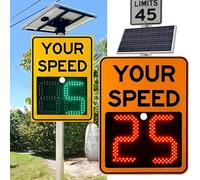 QIYFOZ Solar Radar Speed Limit Sign - 0-99/0-120 mph LED, Overspeed Flashing Light, 18V 60W/70W Solar Panel, 4-Lane Monitoring, > 1000m Visibility & 100h Solar Runtime & IP